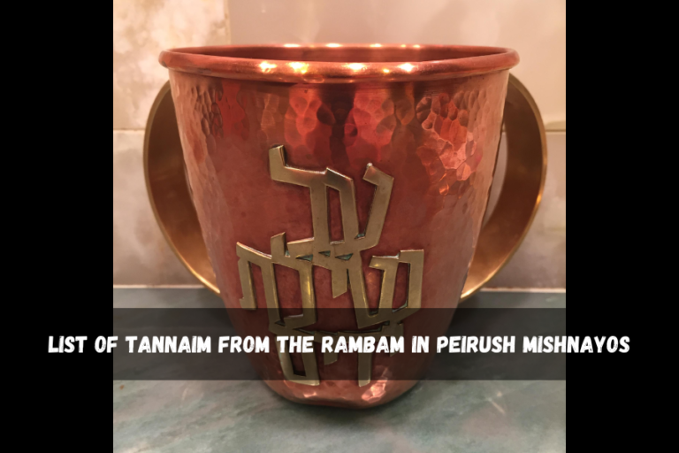 list of tannaim from the rambam in peirush mishnayos